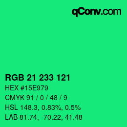 Color code: RGB 21 233 121 | qconv.com