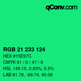 Color code: RGB 21 233 124 | qconv.com