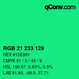Color code: RGB 21 233 129 | qconv.com