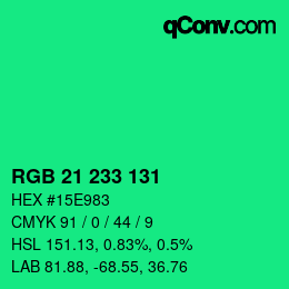 Color code: RGB 21 233 131 | qconv.com