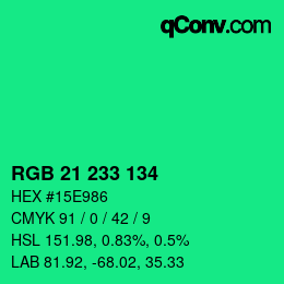 Color code: RGB 21 233 134 | qconv.com