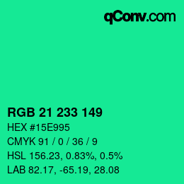 Color code: RGB 21 233 149 | qconv.com