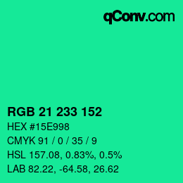 Color code: RGB 21 233 152 | qconv.com