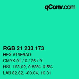 Color code: RGB 21 233 173 | qconv.com