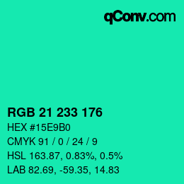 Color code: RGB 21 233 176 | qconv.com