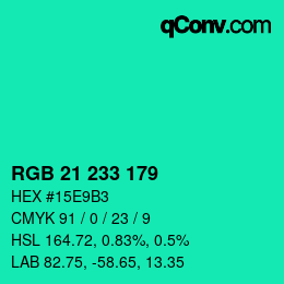 Color code: RGB 21 233 179 | qconv.com
