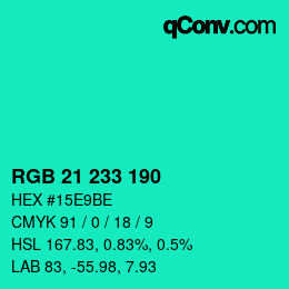 Color code: RGB 21 233 190 | qconv.com