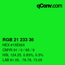 Color code: RGB 21 233 36 | qconv.com