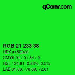 Color code: RGB 21 233 38 | qconv.com
