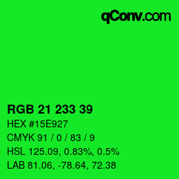 Color code: RGB 21 233 39 | qconv.com