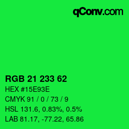 Color code: RGB 21 233 62 | qconv.com