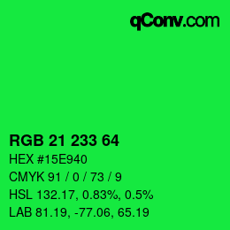 Color code: RGB 21 233 64 | qconv.com