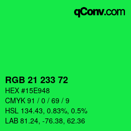 Color code: RGB 21 233 72 | qconv.com
