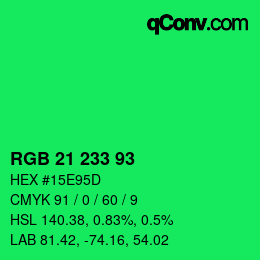 Color code: RGB 21 233 93 | qconv.com