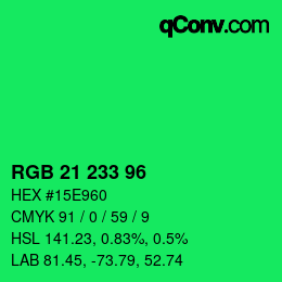 Color code: RGB 21 233 96 | qconv.com