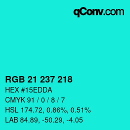 Color code: RGB 21 237 218 | qconv.com