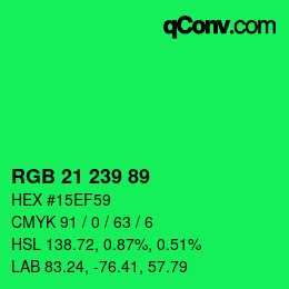 カラーコード: RGB 21 239 89 | qconv.com