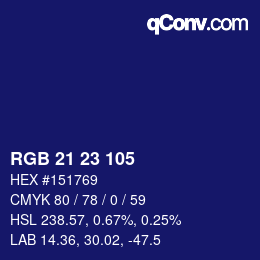 カラーコード: RGB 21 23 105 | qconv.com