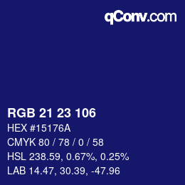 Color code: RGB 21 23 106 | qconv.com