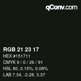 Farbcode: RGB 21 23 17 | qconv.com