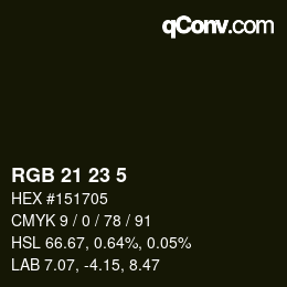 Color code: RGB 21 23 5 | qconv.com