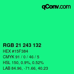 Color code: RGB 21 243 132 | qconv.com