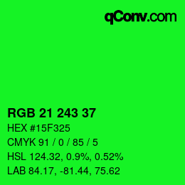 Color code: RGB 21 243 37 | qconv.com
