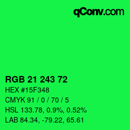 Farbcode: RGB 21 243 72 | qconv.com