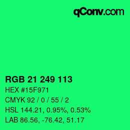 Color code: RGB 21 249 113 | qconv.com