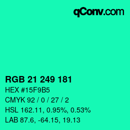 Color code: RGB 21 249 181 | qconv.com