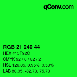 Color code: RGB 21 249 44 | qconv.com