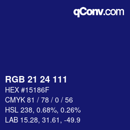 Color code: RGB 21 24 111 | qconv.com