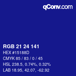 Color code: RGB 21 24 141 | qconv.com
