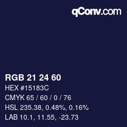 カラーコード: RGB 21 24 60 | qconv.com