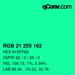Color code: RGB 21 255 162 | qconv.com