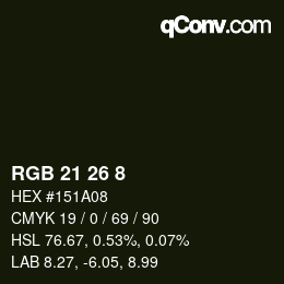 カラーコード: RGB 21 26 8 | qconv.com