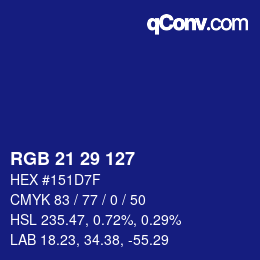 颜色代码: RGB 21 29 127 | qconv.com