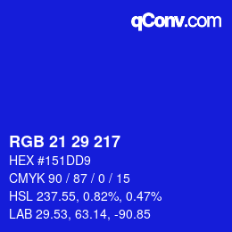カラーコード: RGB 21 29 217 | qconv.com
