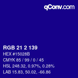 Color code: RGB 21 2 139 | qconv.com