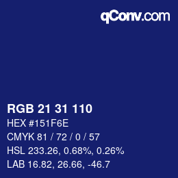 Color code: RGB 21 31 110 | qconv.com
