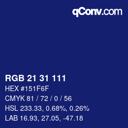 Color code: RGB 21 31 111 | qconv.com