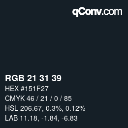 Color code: RGB 21 31 39 | qconv.com