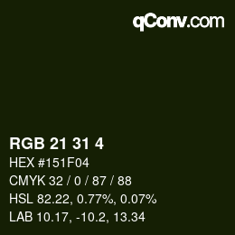 カラーコード: RGB 21 31 4 | qconv.com