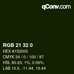 Color code: RGB 21 32 0 | qconv.com