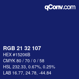 颜色代码: RGB 21 32 107 | qconv.com