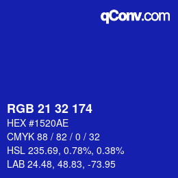 Color code: RGB 21 32 174 | qconv.com