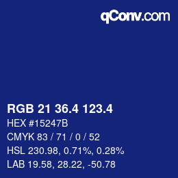カラーコード: RGB 21 36.4 123.4 | qconv.com