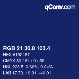 カラーコード: RGB 21 36.8 103.4 | qconv.com