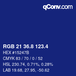 カラーコード: RGB 21 36.8 123.4 | qconv.com
