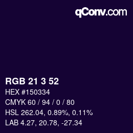 Color code: RGB 21 3 52 | qconv.com